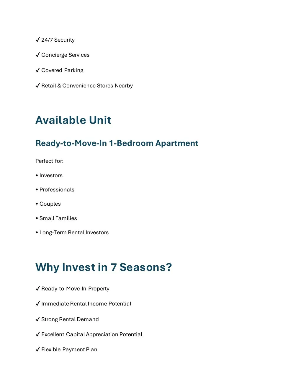 7 Seasons Ready 1-Bedroom Apartment available unit and buyer suitability details - supplied Wabel Real Estate brochure page 4