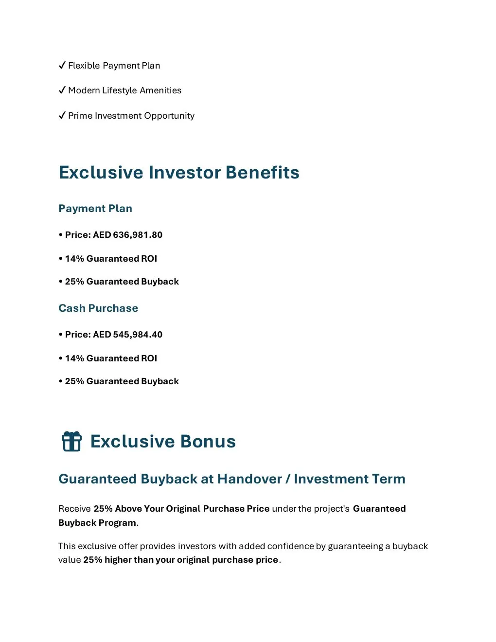 7 Seasons Ready Studio investor benefits and brochure offer conditions - supplied Wabel Real Estate brochure page 5