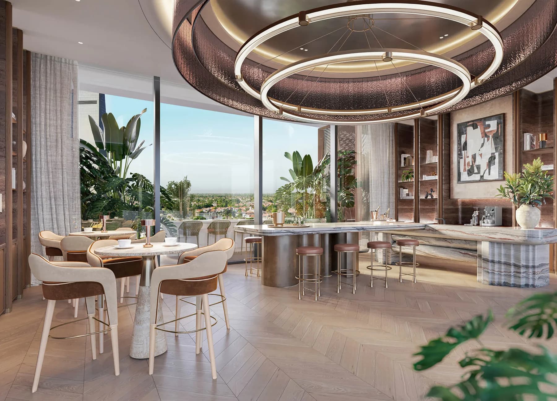 Eltiera Views clubhouse dining room and social kitchen