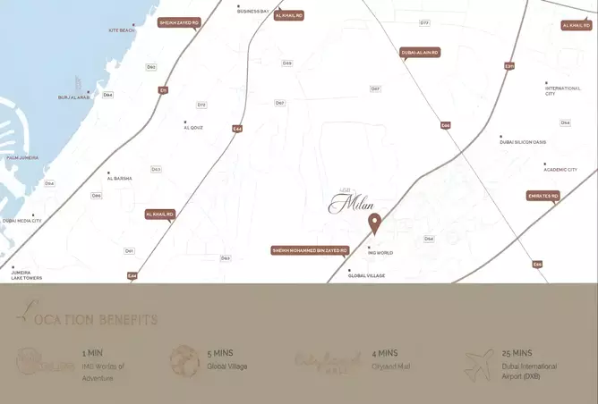 Milan location and connectivity plan for City of Arabia