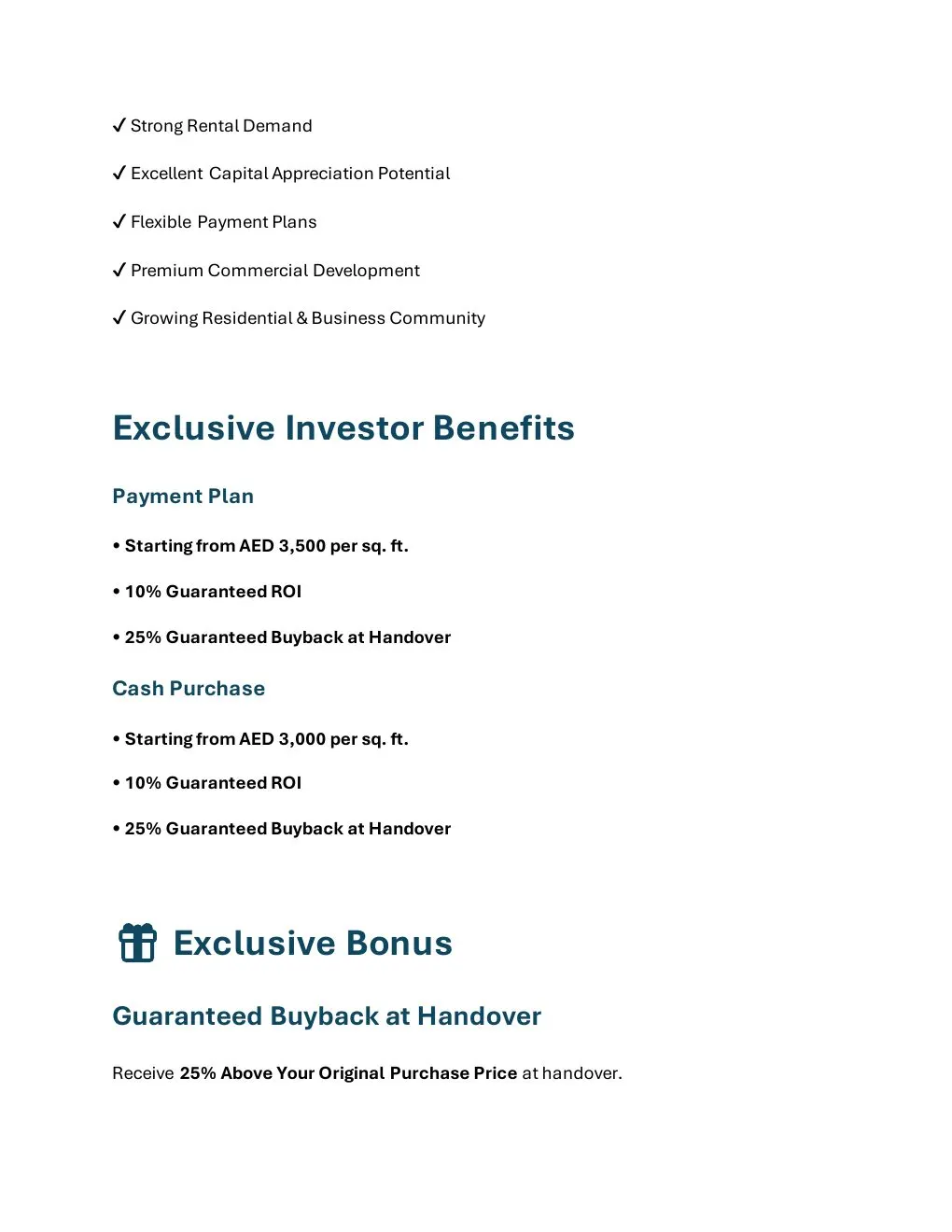 Peave Avenue Ground Floor Retail investor benefits and brochure offer conditions - supplied Wabel Real Estate brochure page 5
