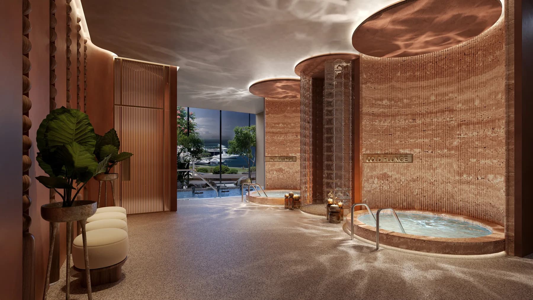 Portside Square spa and wellness area with a circular plunge pool