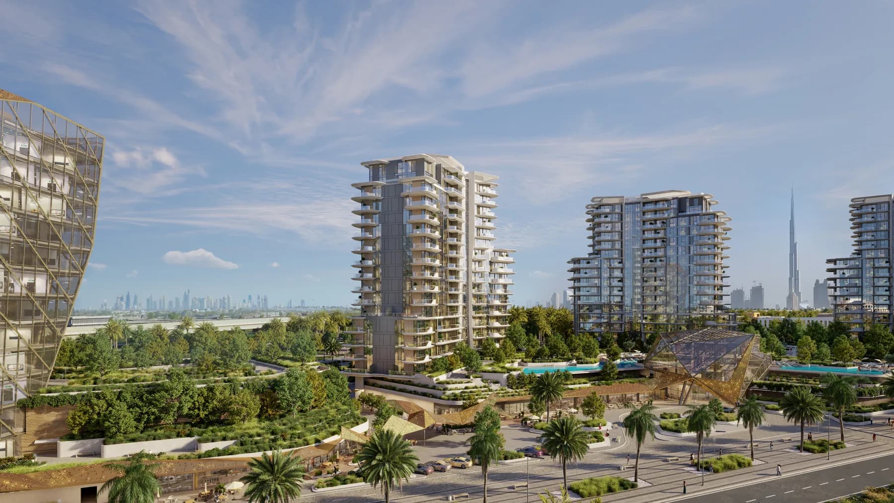 Portside Square residential towers around landscaped public gardens