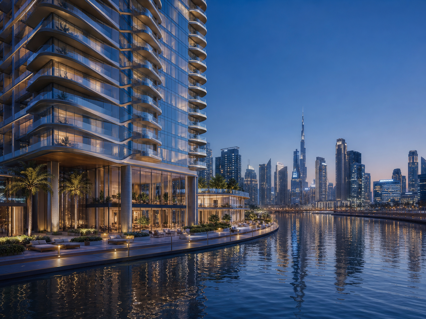 Representative exterior view of One River Point waterfront residences